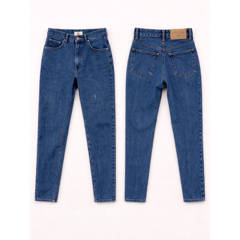 Vintage Bugle Boy Mom Jeans 90s High Rise Tapered Leg Slim Fit Blue Denim Size 2